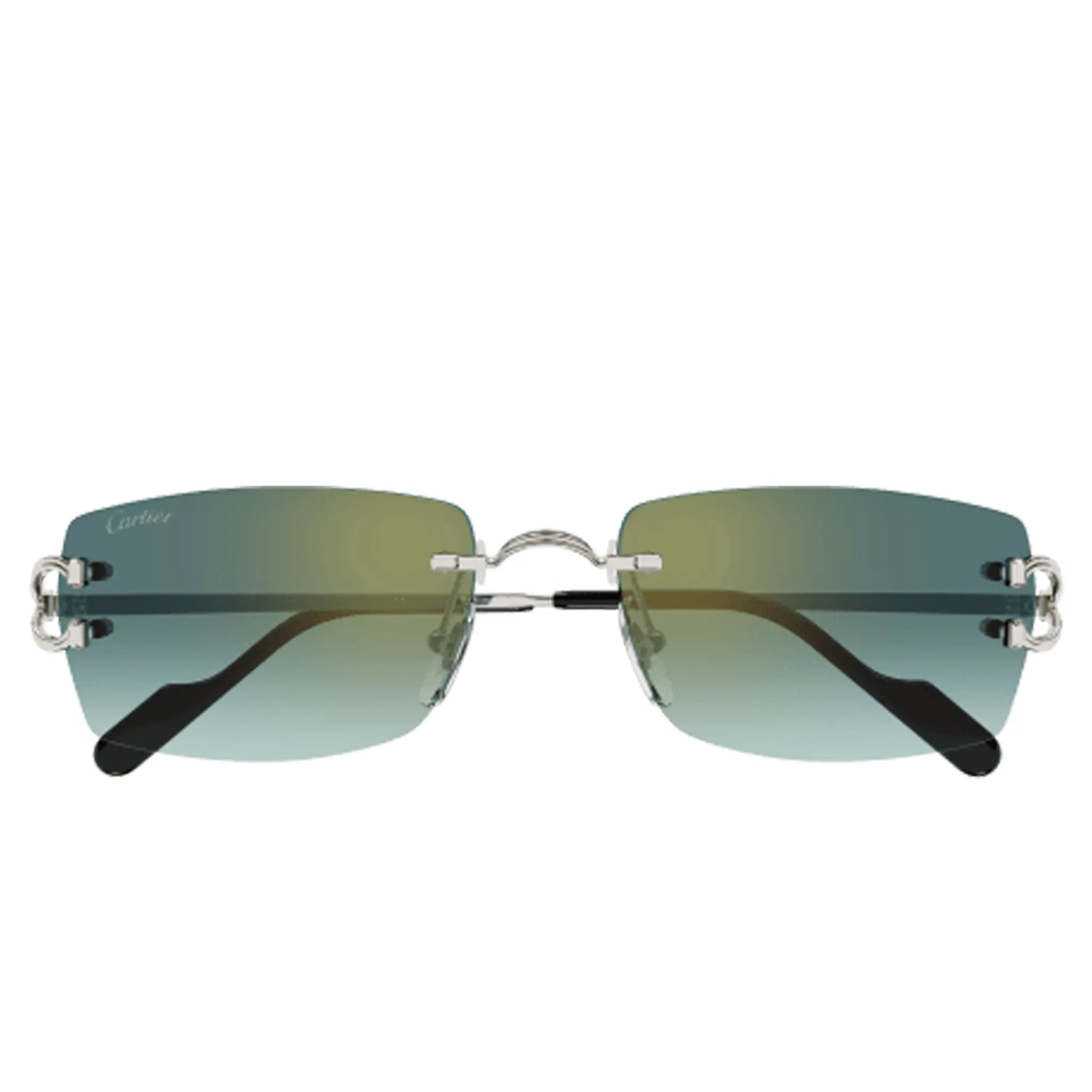 Front View of Cartier Eyewear CT0550S-004 Green Turquoise Rimless Sunglasses